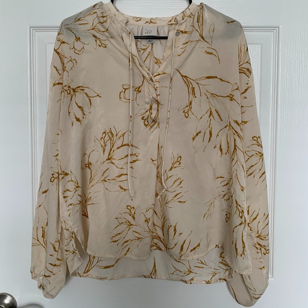 Cream Floral Long-Sleeved A New Day Blouse